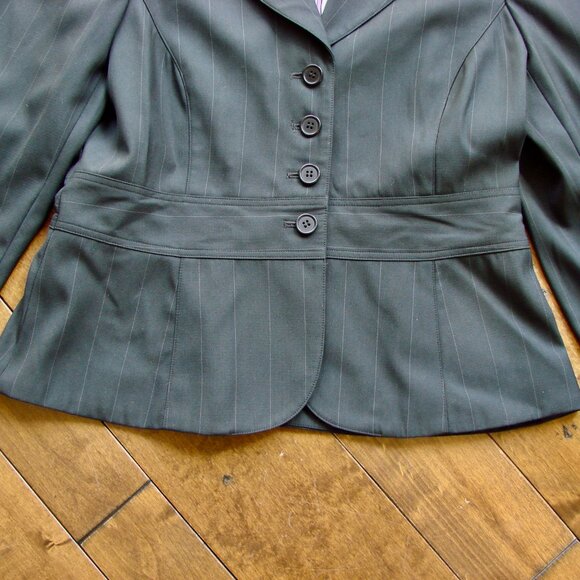 Sandra Angelozzi Black Pinstripe Blazer Jacket Button Office Size EU 42 Large - Picture 7 of 15